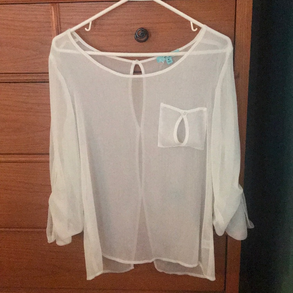 White sheer blouse size M